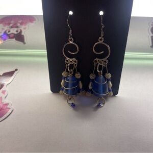 Premier Designs Elegant Blue and Silver Dangle Earrings